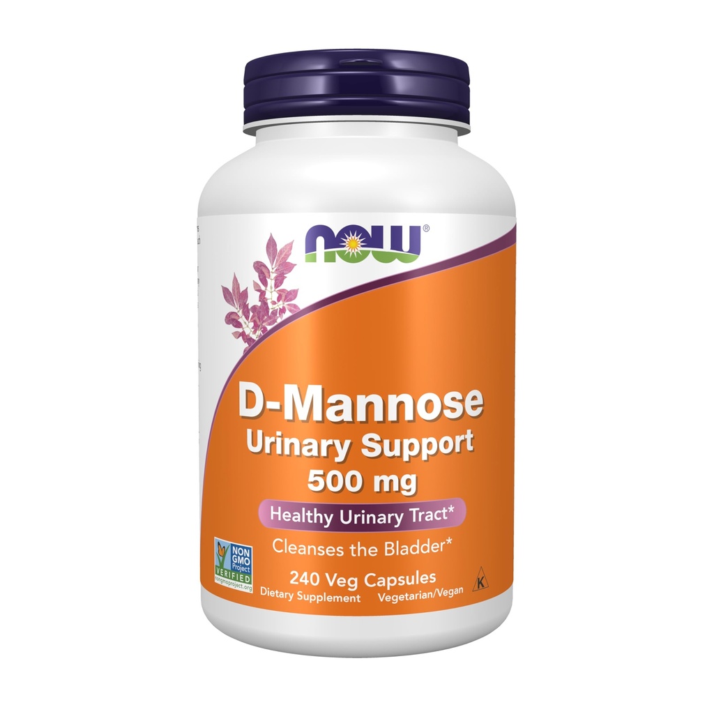 AHORA Suplementos de alimentos, D-Mannose 500 mg, Proyecto no GMO Verificado, Tracto urinario saludable*, 240 cápsulas de verduras
