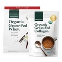Natural Force Grass Fed Organic Whey Protein Powder Vanilla Flavor 5 lb Organic Clean Collagen Peptides Powder Unflavored, 10.7oz