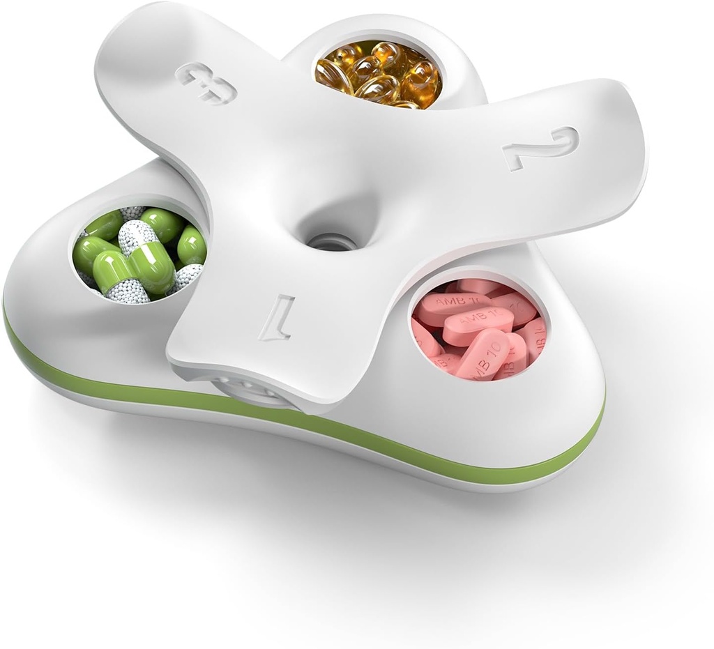 Organizador de caja de píldoras diarias 3 veces al día, Travel Small Pill Case, 3 Compartments Compact Pill Container, Portable Pill Holder for Vitamin, Medicine, Supplement, Fish Oil, White