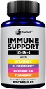 Suplemento de Booster de Apoyo Immune con Elderberry, Vitamina C, Echinacea, Curcuminoides Turméricos, Vitamina E, Vitamina B6, Zinc, L-Glutamine HCL, Ajo, Lactobacillus Acidophilus :: 60 Conde, 1 Pack