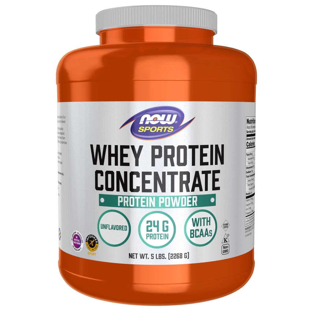 AHORA Foods Sports Nutrition, Whey Protein Concentrate, 24 G With BCAAs, Unflavored Powder, 5-Pound