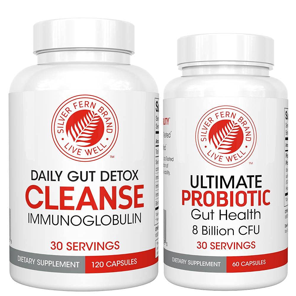 Silver Fern Gut Rehab Kit - 30 Day Supply - Cleanse Daily (1 Botella = 120 cápsulas) & Ultimate Probiotic (1 Botella = 60 cápsulas) - Inmunoglobulinas " Spore Forming Probiotics