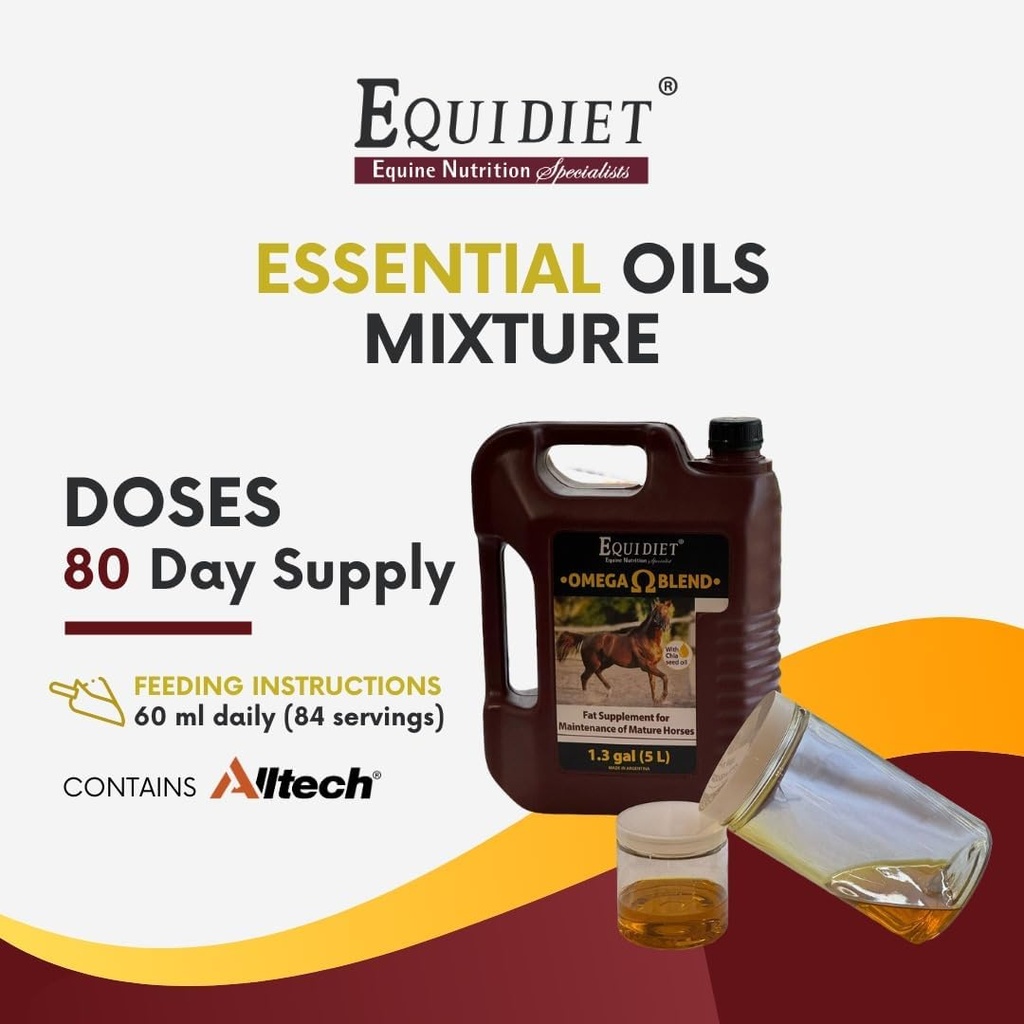 Omega Blend Supplement - Horse Weight gain Supplement - Supplement Cool Calories Horse - for Horses - Omega 3 and 6 - Natural Antioxidants Chia Canola - Stimulates Muscle Development