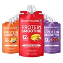 Diseñador Wellness Protein Smoothie, Fruta Real, 12g Proteína, Bajo Carb, Cero Añadido Azúcar, Sin gluten, No GMO, Sin Colores Artificiales o Sabores, Variedad Pack, 12 Condes