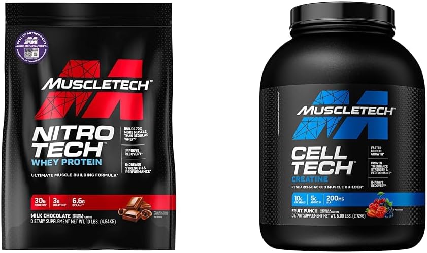 MuscleTech Whey Protein Powder Nitro-Tech Whey Protein Isolate " Peptides " nohydrate Powder Cell-Tech Creatine Powder