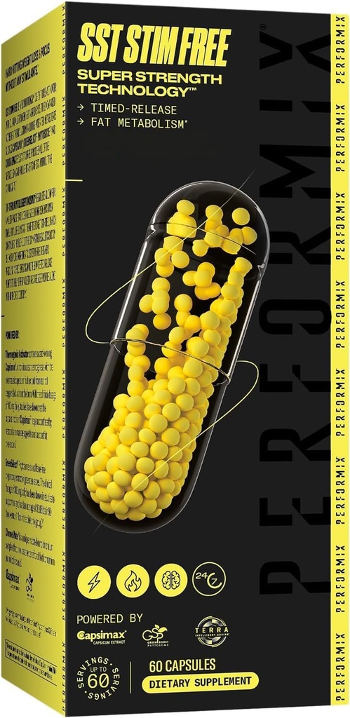 PERFORMIX SST Stim Free Super Strength Technology - Non-Stimulant, Timed-Released Energy Booster - L-Carnitine & Ashwagandha - Pre Workout Suplemento, Objetivos de fitness para hombres y mujeres - 60 cápsulas
