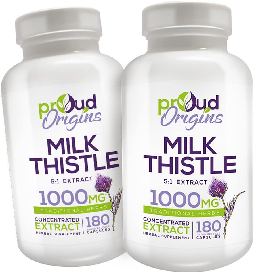1000mg Milk Thistle ayuda a mantener la función saludable del hígado, optimizar la salud, liberación rápida, Gluten suplementos gratis - 6-Month Supply (2 Pack)