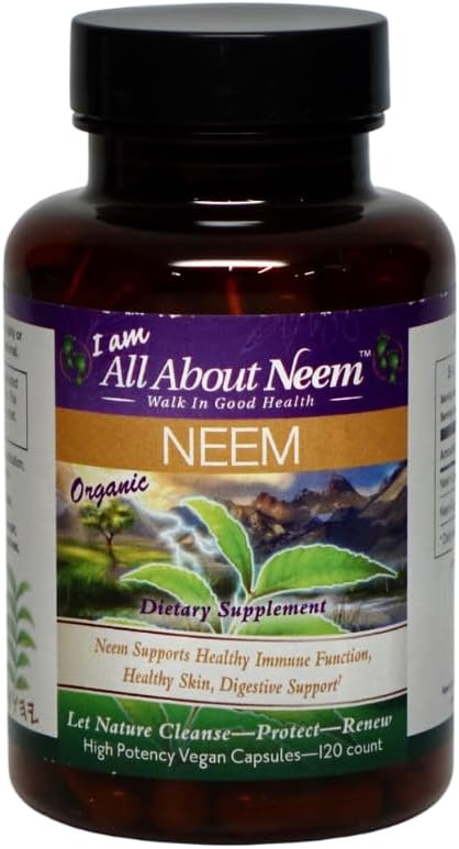 Alta Potencia Orgánica Neem Leaf Capsules Silencio Herbal Suplemento Silencio 120 Conde, 1.500 mg con Neem Leaf Extracto