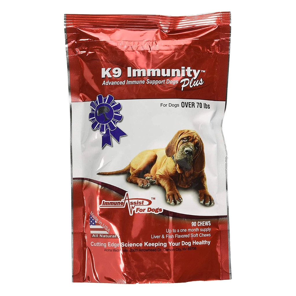Aloha Medicinals - K9 Immunity Plus - Potent Immune Booster for Dogs Más de 70 libras - 90 Soft Chews