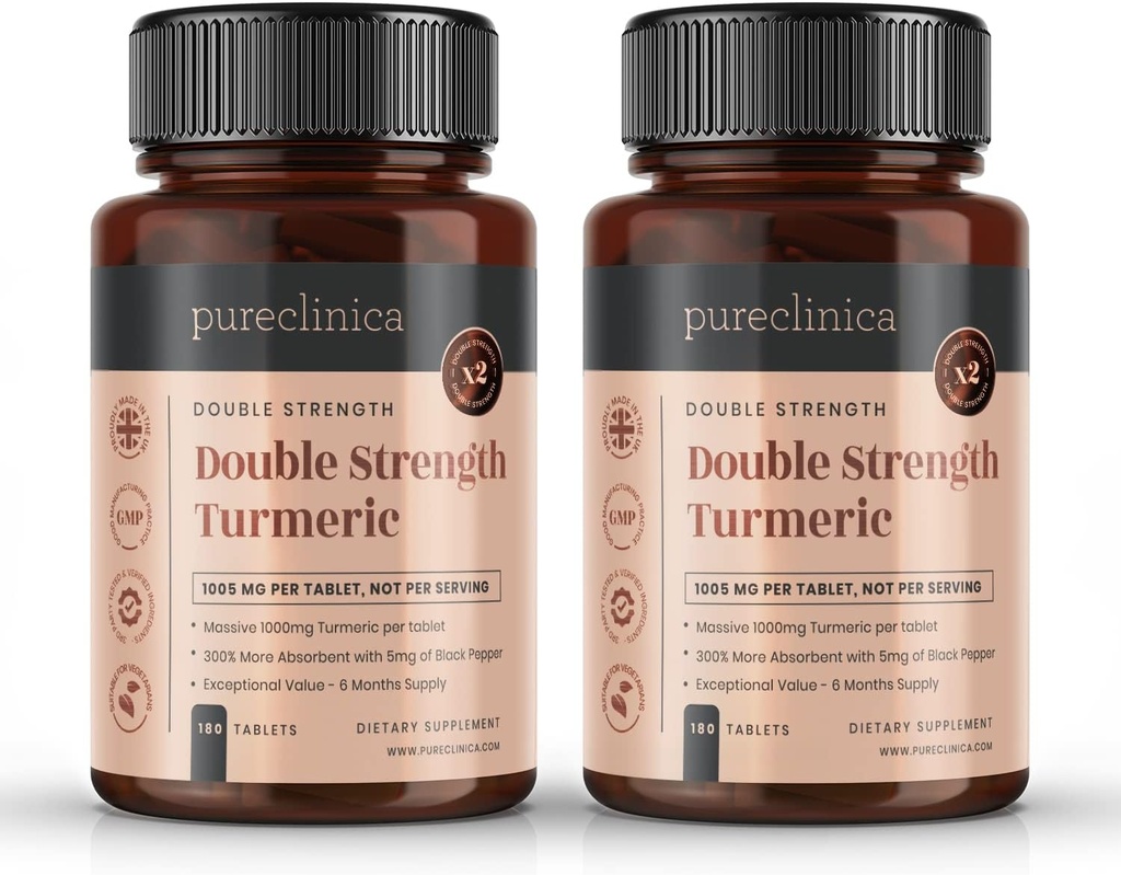 Tormérica de doble resistencia - Massive 1000mg x 360 Tablets - 200% más Niveles Turméricos y Naturales de la Curcumina de Potente por Tabla - con 5 mg de Pepper Negro Extracto para 300% Aumento de Absorción