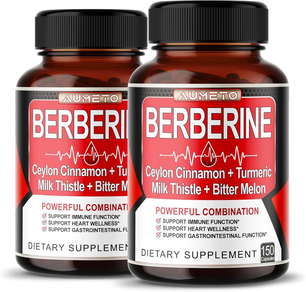 8 en 1 Suplemento de Berberina - Per Capsule Proporciona - Apoyo Digestión, Inmunidad - con Ceilán Canela, Milk Thistle, Turmeric, Bitter Melon