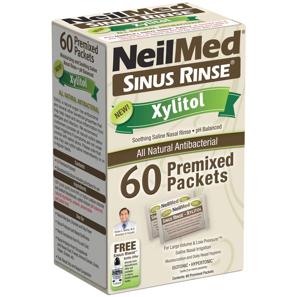 NeilMed Sinus Rinse Premixed Refill Packets con Xylitol, 60ct.