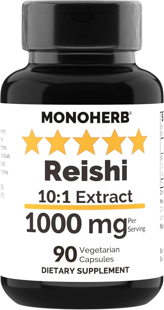 MONOHERB Reishi Mushroom Extracto 1000 mg - 90 cápsulas vegetarianas