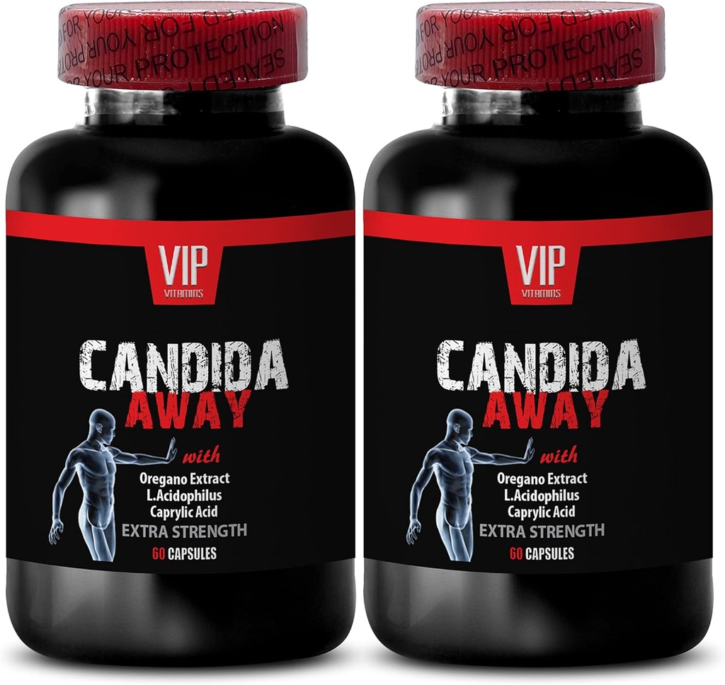 Polvo de reishi orgánico - CANDIDA AWAY - Limpieza Digestiva (2 botellas 120 cápsulas) - Anti Overgrowth Supplement - Oregano Leaf Extract - Candida away extra strength - candida cleanse - candida