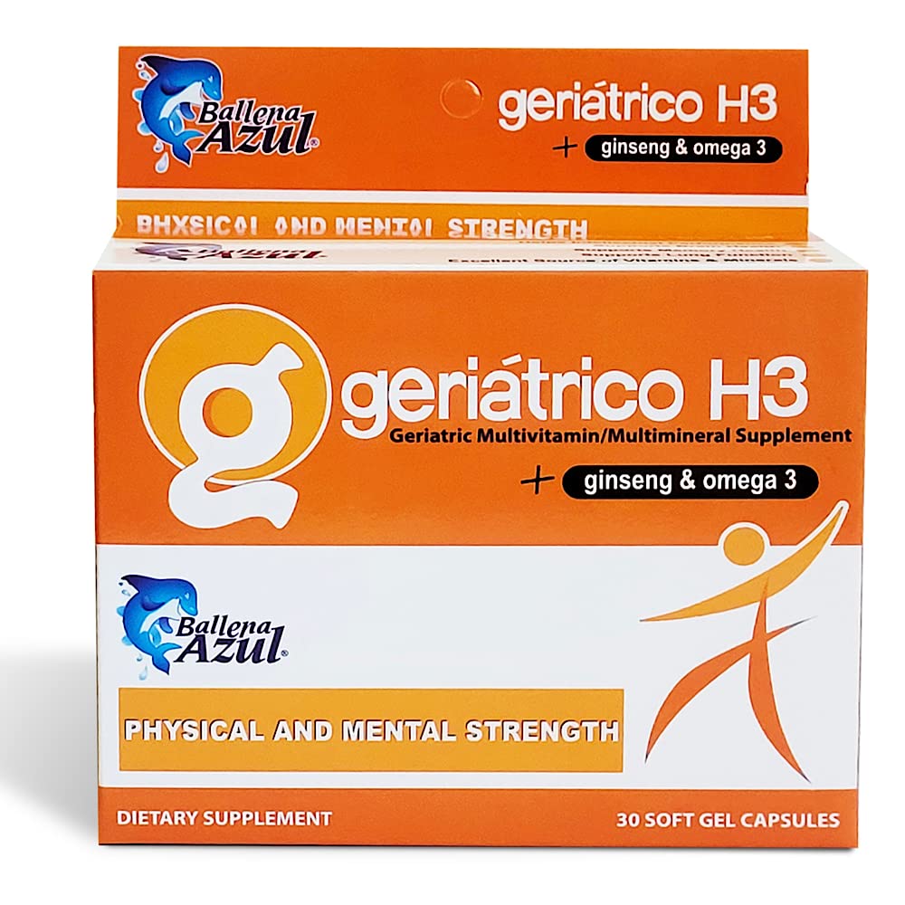 Ballena Azul Suplementos dietéticos, Geriatric Multivitamins, Ginseng y Omega 3