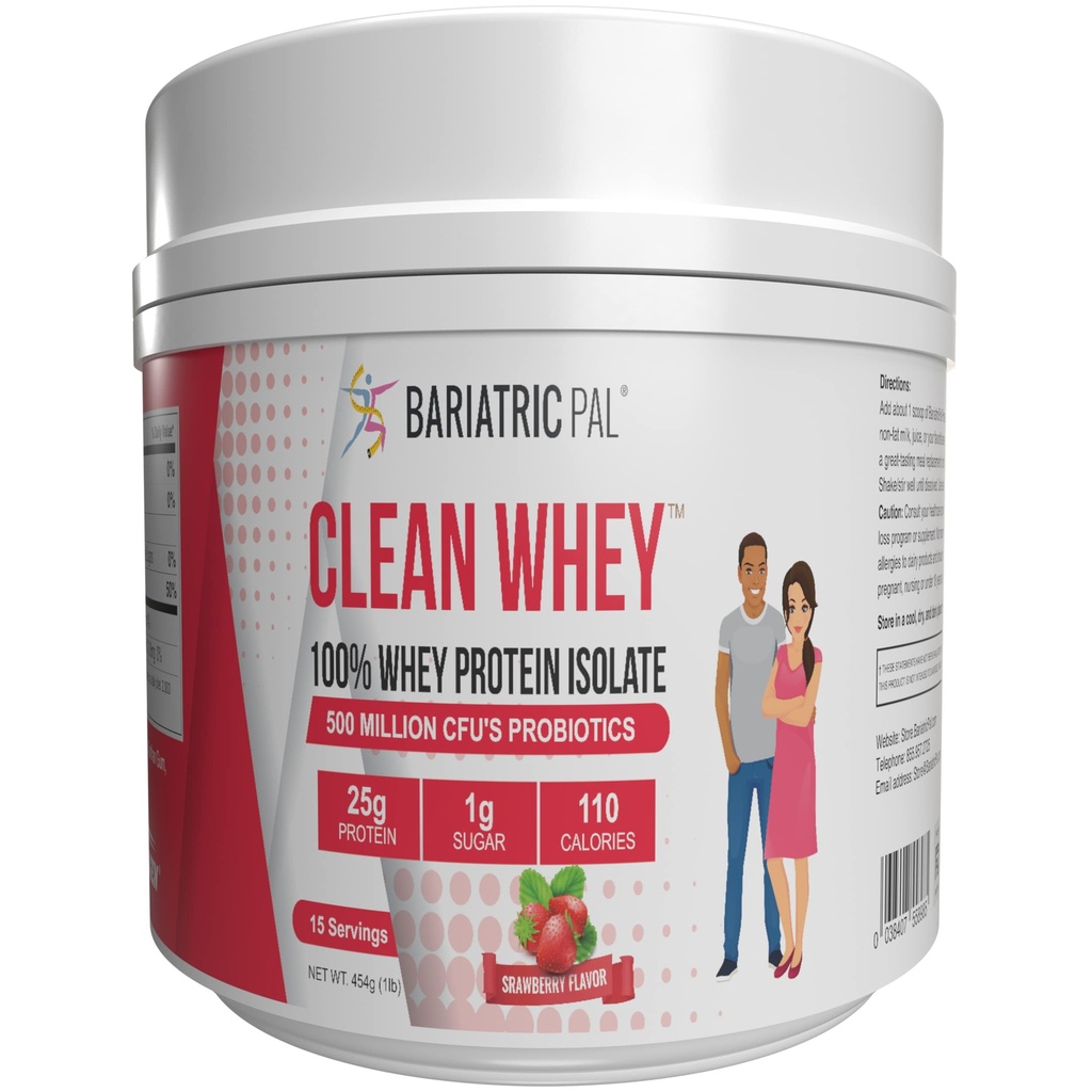 BariatricPal Clean Whey Protein (25g) con Probióticos - Fresa (15 Servimientos)