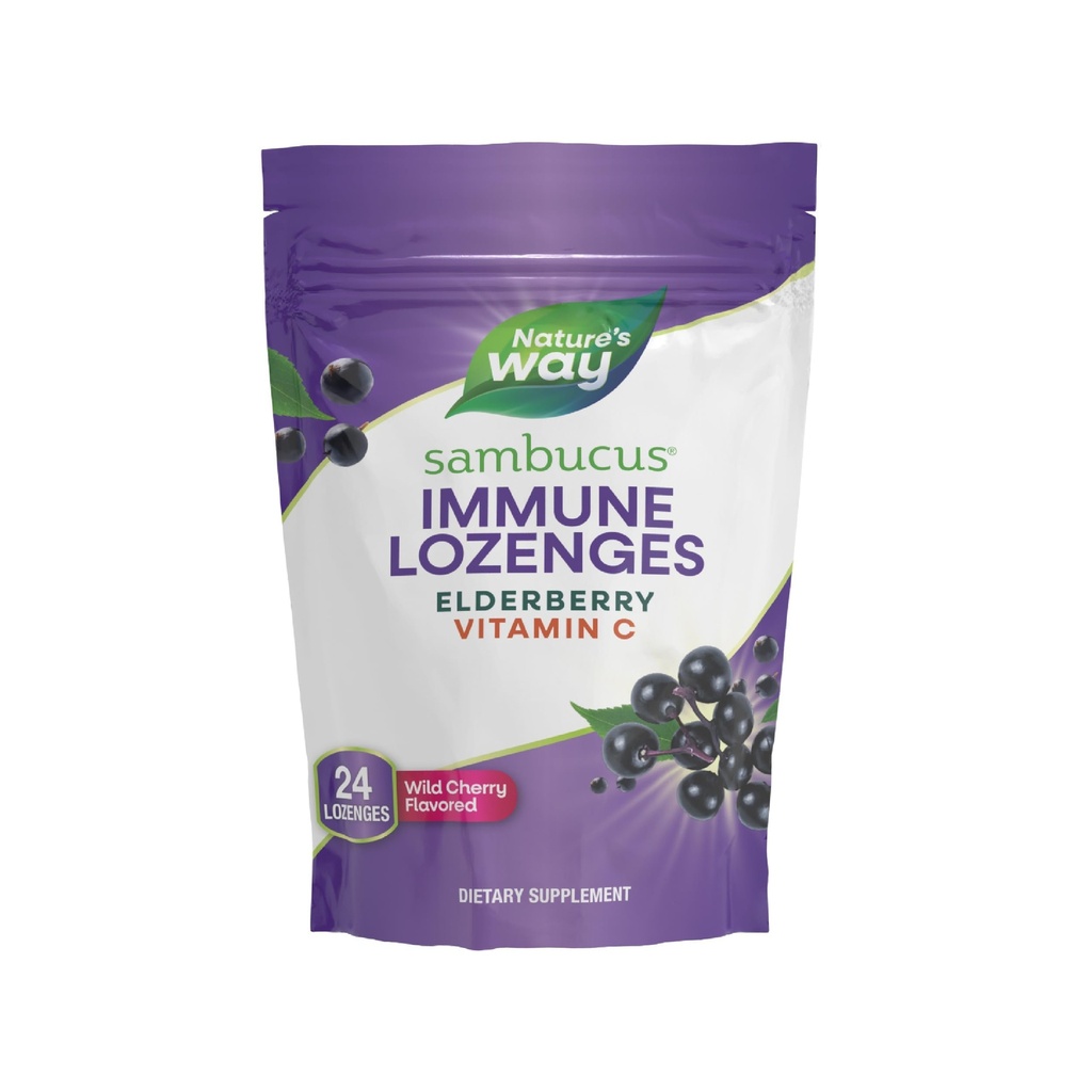 Camino de la Naturaleza Sambucus Immune Lozenges, High Potency Vitamin C, Elderberry, Wild Cherry Flavored, 24 Lozenges (Packaging May Vary)