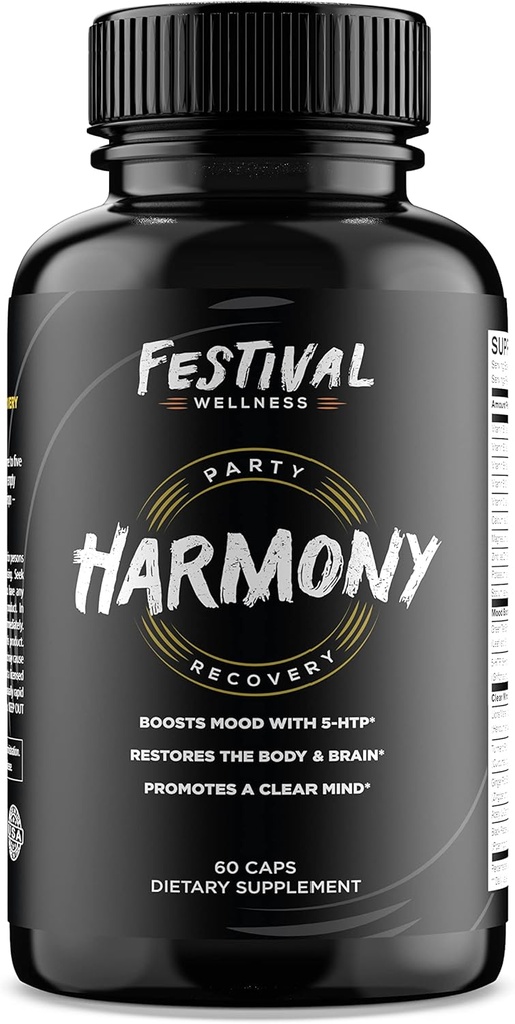 Armonía: Recuperación del Festival Silencio Post-Festival, Rave, y el Suplemento de Recuperación de Partido Silencio 5-HTP + Mood Boost, Replenishes B-Vitamins & Electrolytes, Promotes a Clear Mind
