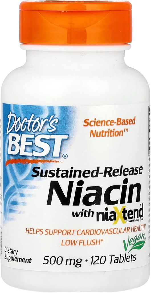 El mejor lanzamiento extendido de niacina real del médico, 500 mg, 120 conteo