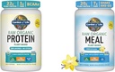 Jardín de la vida Pólvora orgánica vegetariana desinflavorada 22g Proteína vegetal completa Proteína cruda y pólvora de proteína vegana - Roturas de sustitución de carbón orgánico crudo - Vainilla - Pea Protein