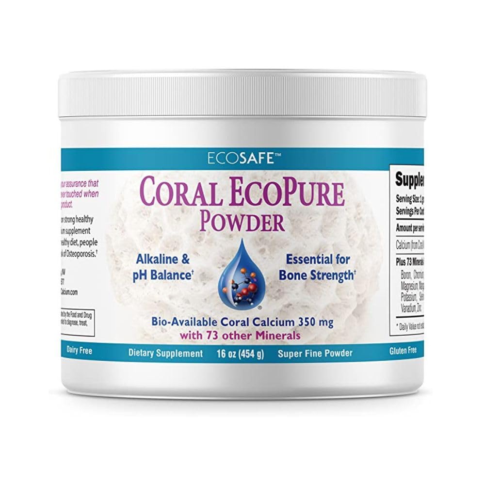 Coral Ecopure Powder, Coral Calcium Powder Supplement with Coral Minerals - 16 Ounces