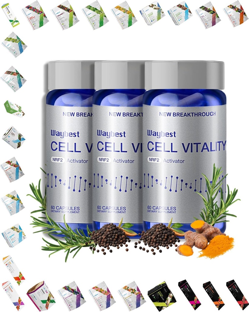 Oxidative Stress Relief Formula by Waybest Cell Vitality NRF2 Activator (180 cápsulas Vegan),Nutritional Antioxidant Anti-Aging Health Supplements,Blend of 5 Natural Herbal Phytonutrients Ingredients