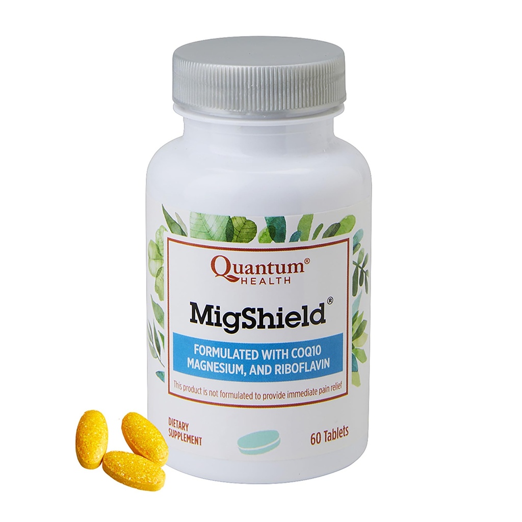 Quantum Health MigShield Magnesium Supplement with Riboflavin & CoQ10 Helps Promote Proper Function of Brain Heart &amp; Muscles Daily Nutritional Essentials for Women &amp; Men - 60 Tablets