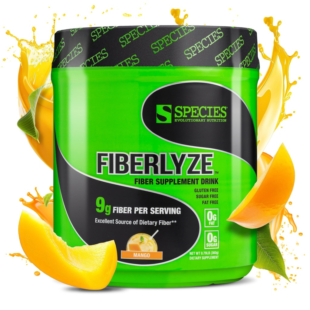 Especies Nutrición Fiberlyze Fiber Supplement, Psyllium Based Soluble & Insoluble Fiber Powder for Healthy Colon, Digestive Functions (Mango, 30 Servings)