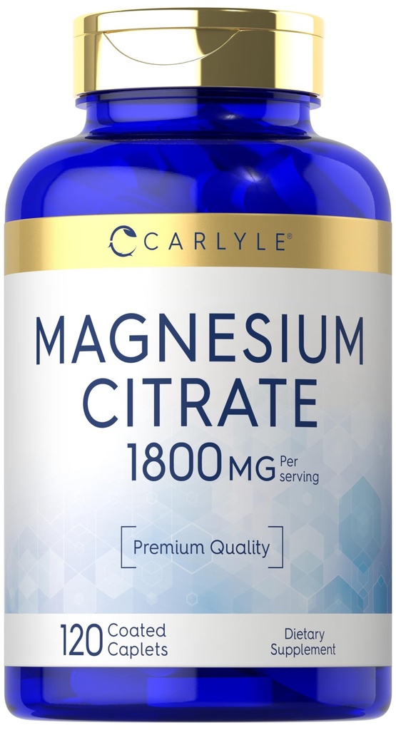 Carlyle Magnesium Citrate Ø 1,800mg ← 120 Coated Caplets ← Vegetariano, No GMO y Gluten Free Supplement