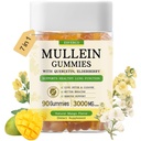 Mullein Gummies with 3600mg Mullein Leaf Extract, 7 in 1 for Lung Cleanse,Respiratory Lung Health, Immune Booster, Elderberry, Quercetin, Bromelain, Vitamin C implicaD3, No Sugar, for Adults, Vegan, 90 Count