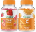 Zinc vital 50mg + Vitamina C 750mg, Gummies Bundle - Gran Tasting, Suplemento de vitamina, Gluten Gratis, GMO Gratis, Chewable Gummy