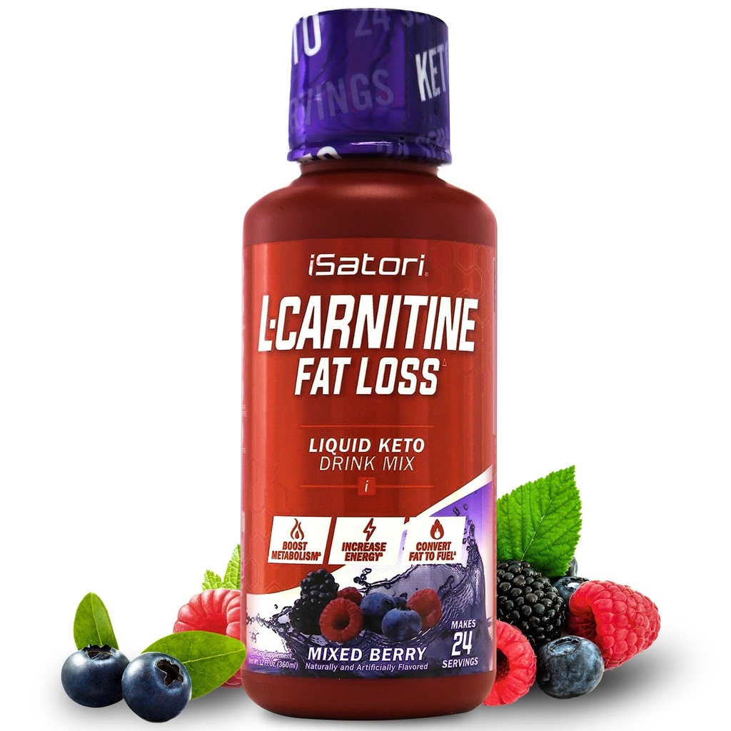 iSatori L-Carnitine 1500, Triple-Blend Liquid L Carnitine Suplemento, con Acetyl " Tartrate, Stimulant Free Energy, Low Calories, Sugar o Gluten, Keto-Friendly, Mixed Berry Flavor (24 Servings)