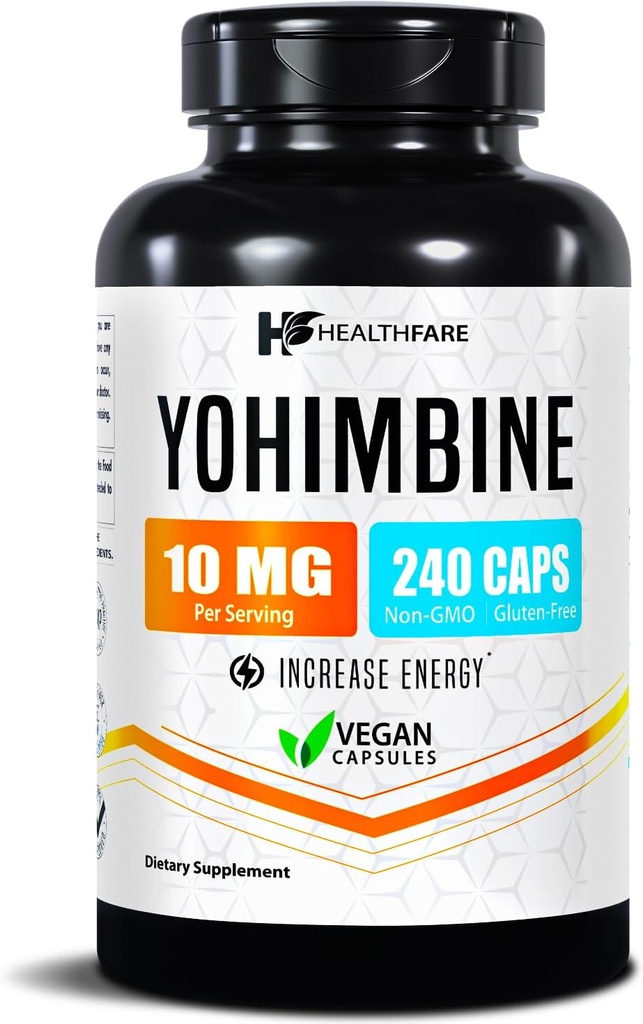 Yohimbine HCL 10mg ← 240 cápsulas veganos ← Maximum Strength Formula ← No Gluten-Free Silencio Made in USA