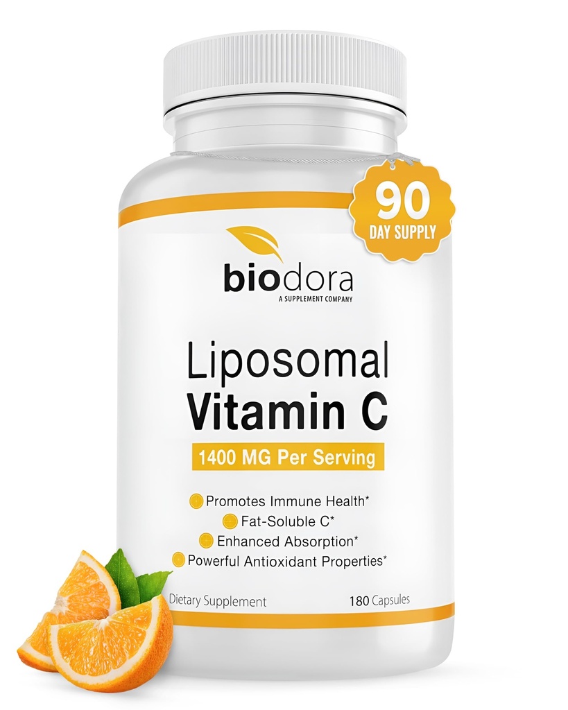 Vitamina Liposomal C, Sistema Inmunitario Sano, soporta la salud cardíaca, el nivel de energía mejorado, propiedades antioxidantes, 1400 mg por servidumbre, 180 cápsulas