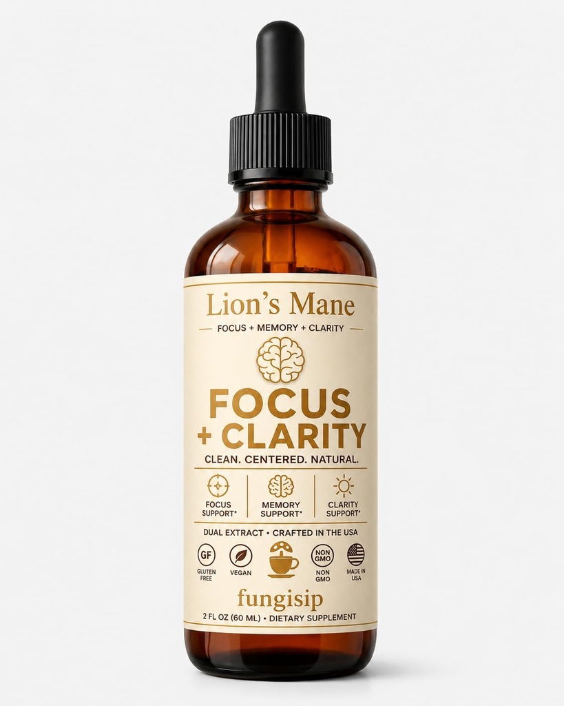 Mane Tintura Mane de León – Soporte de cerebro orgánico y enfoque – Extracto de hongo líquido basado en alcohol ultra potente – 2 oz