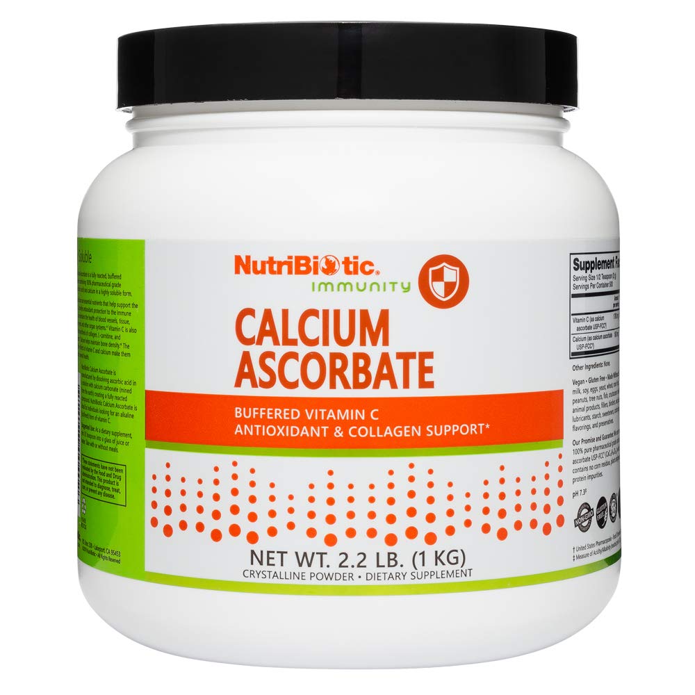 NutriBiotic Calcium Ascorbate Vitamin C Powder, 2.2 Lb - Antioxidante esencial &amp; Collagen Apoyo Suplemento