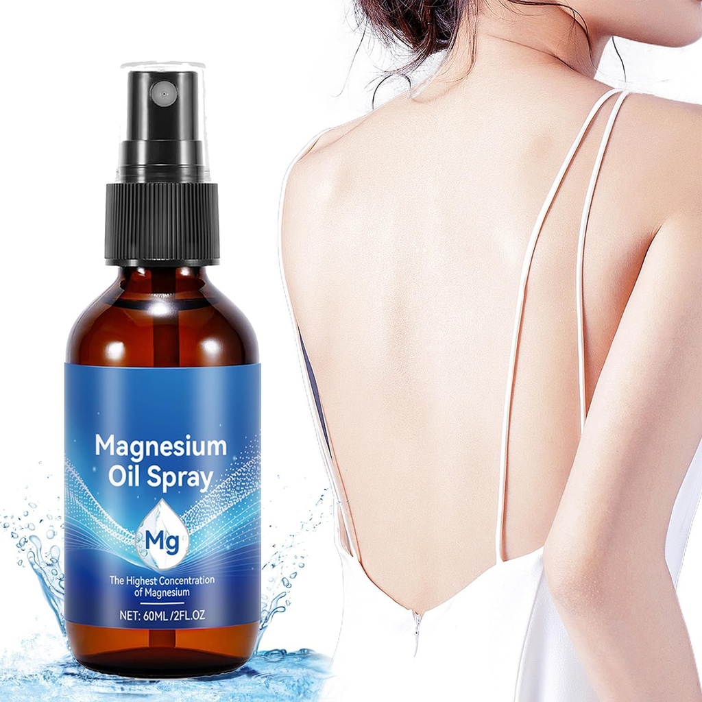 Aceite de magnesio puro, esparcido de magnesio, sin minerales de rastros no saludables - 100% Puro esparcido de magnesio natural orgánico, soporte para sueño de salud conjunta, absorción rápida - fácil de usar