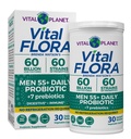 Planeta Vital - Hombres de Flora Vital Más de 55 Probióticos Diarios, 60 Billones CFU, Strains Diversos, Prebióticos Orgánicos, Apoyo Inmunitario, Estante de Salud Digestivo Probióticos Estables para Hombres, 30 cápsulas