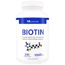 ML Naturals Biotin 10000 mcg 240 cápsulas vegetales. Soporta el cabello saludable, la piel, las uñas y la producción de energía, NSF-Certified &amp; cGMP-Compliant