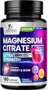 Suplemento de Citrato de Magnesio 1000 mg para la mejor absorción, soporta el hueso, la salud cardíaca, los nervios, los músculos, el metabolismo & la calma, las píldoras de vitaminas de la naturaleza pura, embotellado en EE.UU. - 180 cápsulas