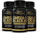 FREZZOR Omega 3 Negro para Cuidado Conjunto & Comfort - Nueva Zelanda Green Lipped Mussel Oil Capsules; 53x Potency Superior con UAF1000+ Super Antioxidante, No Fishy Aftertaste, 60 Conde (Pack of 3)