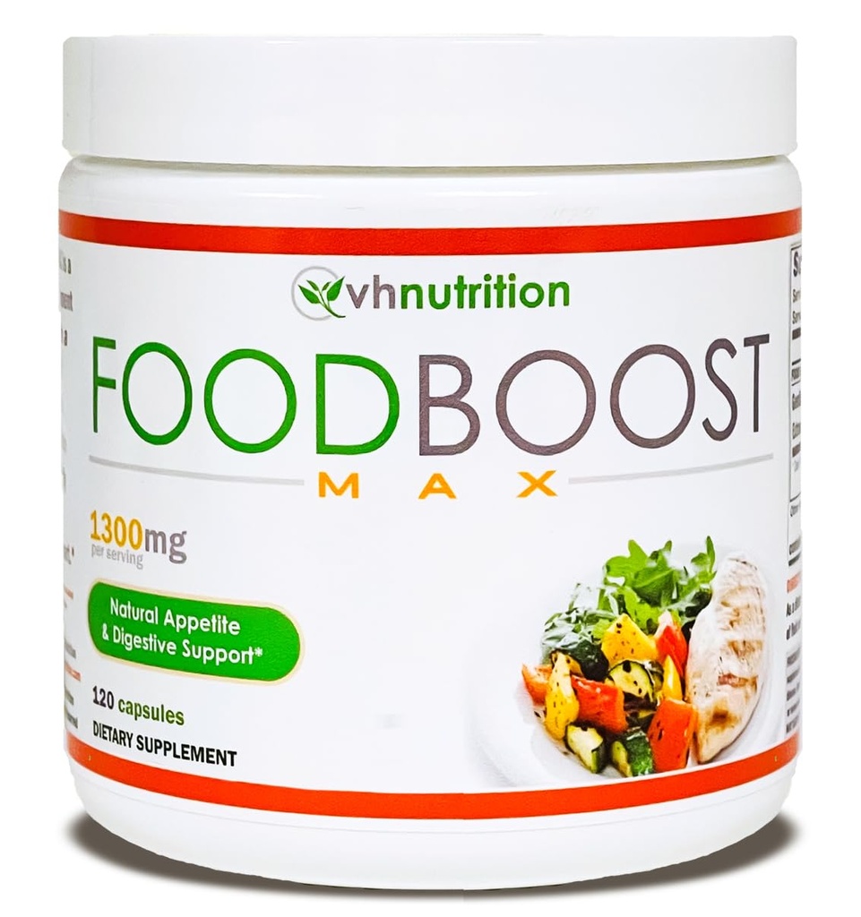 VH Nutrition ¦ FoodBoost MAX  1300mg Appetite Stimulant* Weight Gain Pills* for Hombre and Women ← Formulated with Gentian, Turmuric, Fennel  120 Capsules