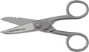 Klein Tools 100CS Tijeras de precisión para todo el cuerpo, fabricadas en EE.UU., 5,25 pulgadas de níquel, punta desplegada y muescas de destripamiento de alambre, multifunción para uso profesional y hogar
