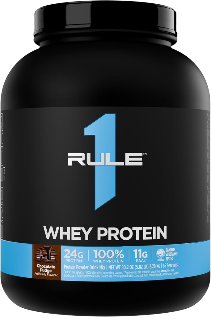 Regla 1 Whey Protein – 24g Fast-Acting Protein from All-Whey Sources with Naturally Occurring EAAs & BCAAs for Workout Recovery or Anytime Use (5 libras*, Chocolate Fudge)