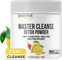 Grass Root Naturals Master Cleanse Detox Powder- Lemonade Detox Suplemento de base vegetal de 3 días con Lemon, Maple Syrup y Cayenne Diet, 6.34oz Container