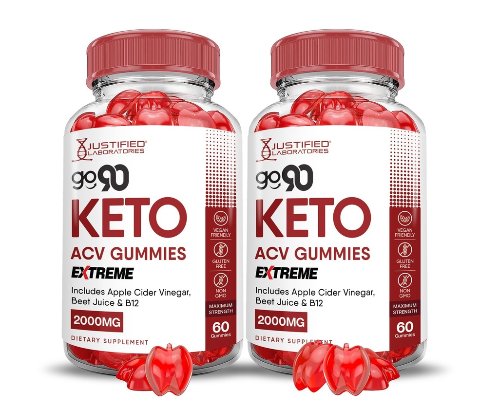Laboratorios Justificados (2 Pack Go 90 Keto ACV Gummies Extreme 2000MG Go90 Keto Gummies Apple Sider Vinegar Formulado con Pomegranate Beet Juice Powder B12 Vegan Non GMO 120 Gummys