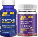 NATURAL STACKS Sleep Magnesium Gummies + Serotonin Brain Food Bundle - Supports Quality Sleep & Positive Mood* - 90 piezas totales