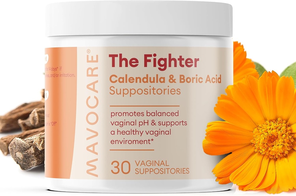 MavoCare Boric Acid Suppositories for Women – 600mg with Calendula & Vitamin E – BV & Yeast Infection Support, pH Balance, Odor Relief, Fast-Dissolving, Moisturizing, Vegan Formula