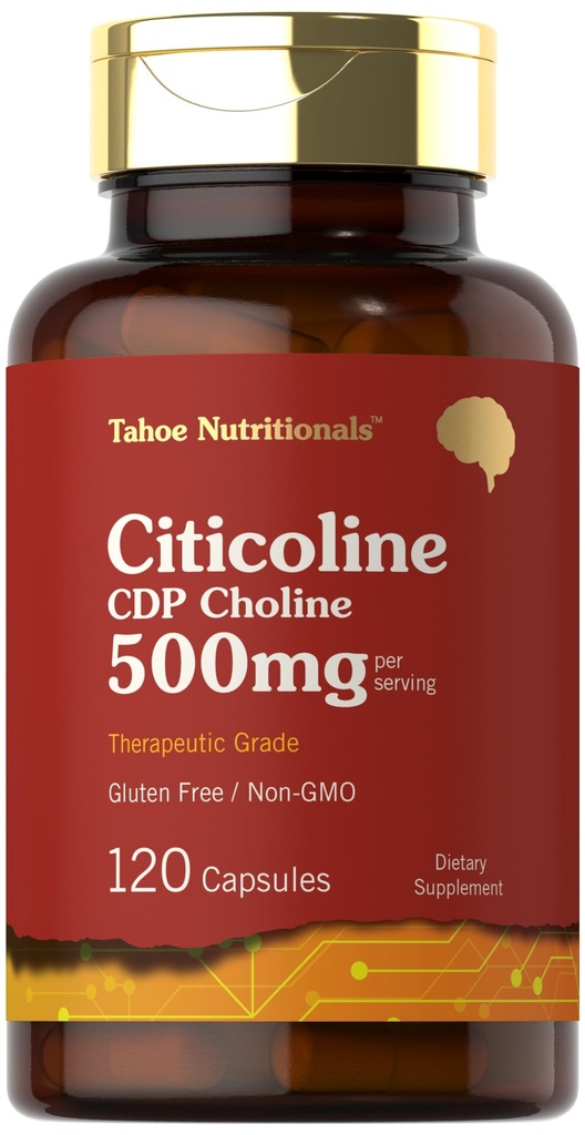 Tahoe Nutritionals Citicoline 500mg tención 120 Capsules ← CDP Choline Suplementos Silencio Terapéutica Grado ANTE Gluten Free, Non-GMO