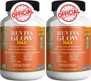 Reviva Glow Max - Peluquería, Piel & Nails Apoyo Suplemento ¦ Biotin, Calcio, Magnesio, Folate & Herbal Blend ← Premium Fórmula tención 120 Capsules, Vegan & Gluten-Free
